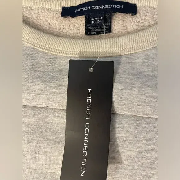 French Connection Women’s Grey Long Sleeve Crew Neck Sherpa Sweater Dress Sz 2 - Picture 6 of 8